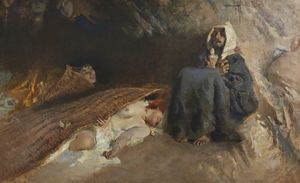 CARELLI AUGUSTO (1871 - 1940) - Le tentazioni di Sant'Antonio.