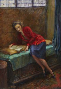 CANTU' ANGELO (1881 - 1955) - Leggendo