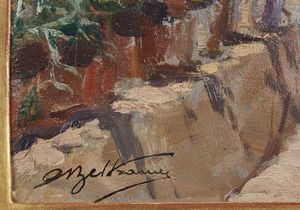 BELTRAME ACHILLE (1871 - 1945) : Rustico con gerani  - Asta Asta 395 | ARTE ANTICA E DEL XIX SECOLO Online - Associazione Nazionale - Case d'Asta italiane