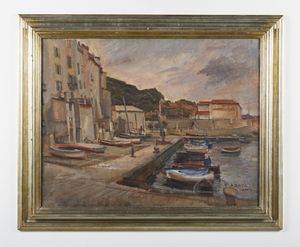 ARATA FRANCESCO (1890 - 1956) : Barche in porto  - Asta Asta 395 | ARTE ANTICA E DEL XIX SECOLO Online - Associazione Nazionale - Case d'Asta italiane