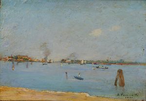 PASINETTI  ANTONIO (1863 - 1940) : Laguna a Venezia  - Asta Asta 395 | ARTE ANTICA E DEL XIX SECOLO Online - Associazione Nazionale - Case d'Asta italiane