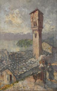 TODESCHINI PIERO (1888 - 1945) : Veduta del lago di Como  - Asta Asta 395 | ARTE ANTICA E DEL XIX SECOLO Online - Associazione Nazionale - Case d'Asta italiane