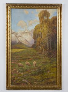 MAZZOLANI BRUTO (1880 - 1949) : Paesaggio montano con gregge  - Asta Asta 395 | ARTE ANTICA E DEL XIX SECOLO Online - Associazione Nazionale - Case d'Asta italiane