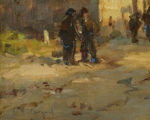 CARGNEL VITTORE ANTONIO (1872 - 1931) : Paesaggio con figure  - Asta Asta 395 | ARTE ANTICA E DEL XIX SECOLO Online - Associazione Nazionale - Case d'Asta italiane