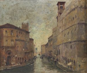 CROATTO BRUNO (1875 - 1948) - Corso Vannucci a Perugia