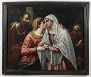 ARTISTA NORDEUROPEO DEL XVI SECOLO : Visitazione di SS.Maria a S.Elisabetta, con i Santi Giuseppe e Zaccaria  - Asta Asta 395 | ARTE ANTICA E DEL XIX SECOLO Online - Associazione Nazionale - Case d'Asta italiane