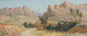 BIDON (XX SECOLO) DANIEL - Paesaggio nord africano con palme