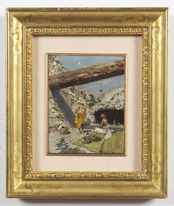 PELLEGRINI RICCARDO (1863 - 1934) : Paesaggio orientalista con personaggi  - Asta Asta 395 | ARTE ANTICA E DEL XIX SECOLO Online - Associazione Nazionale - Case d'Asta italiane