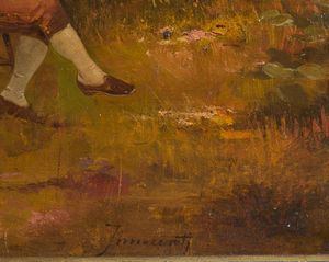 INNOCENTI GUGLIELMO (1871 - 1961) : Giocatori di carte in un paesaggio  - Asta Asta 395 | ARTE ANTICA E DEL XIX SECOLO Online - Associazione Nazionale - Case d'Asta italiane