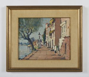 BOGGIONE ENRICO  (1889 - 1985) : Lungo il Tamigi a Putney, Londra  - Asta Asta 395 | ARTE ANTICA E DEL XIX SECOLO Online - Associazione Nazionale - Case d'Asta italiane
