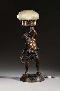 BRONZISTA DEL XX SECOLO - Sileno in bronzo adattato a portalampada