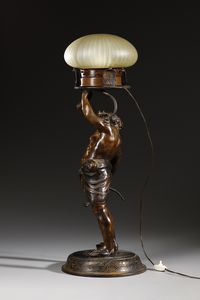 BRONZISTA DEL XX SECOLO : Sileno in bronzo adattato a portalampada  - Asta Asta 395 | ARTE ANTICA E DEL XIX SECOLO Online - Associazione Nazionale - Case d'Asta italiane