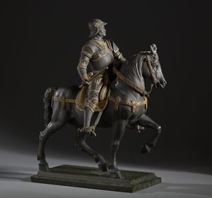 BRONZISTA ITALIANO DEL XIX-XX SECOLO - Monumento equestre a Bartolomeo Colleoni (dal modello di Andrea del Verrocchio)