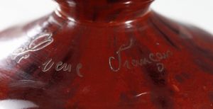 SCHNEIDER : Vaso della serie Cedres, in vetro doppio, nei toni arancio, decoro inciso con cedri  - Asta Asta 395 | ARTE ANTICA E DEL XIX SECOLO Online - Associazione Nazionale - Case d'Asta italiane