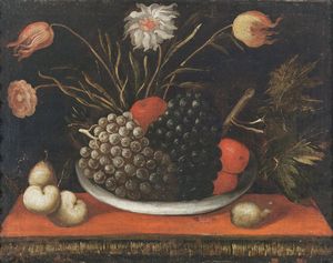 ARTISTA SPAGNOLO DEL XVII SECOLO : Coppia di dipinti raffiguranti nature morte con fiori e frutta  - Asta Asta 395 | ARTE ANTICA E DEL XIX SECOLO Online - Associazione Nazionale - Case d'Asta italiane