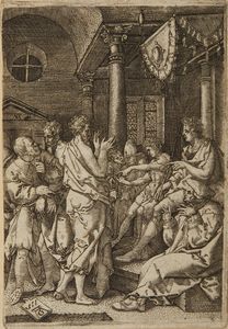ALDEGREVER HEINRICH (1502 - 1560) - Daniele interroga i Vecchioni (dalla serie Die Geschichte der Susanna)
