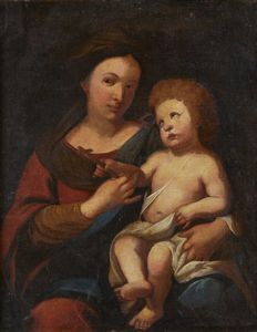 ARTISTA GENOVESE DEL XVII SECOLO - Madonna con Bambino