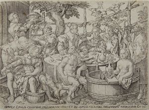 ALDEGREVER HEINRICH (1502 - 1560) - La mensa del ricco Epulone