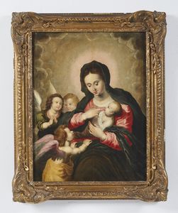 ARTISTA DEL XVII SECOLO : Madonna con Bambino e San Giovannino  - Asta Asta 395 | ARTE ANTICA E DEL XIX SECOLO Online - Associazione Nazionale - Case d'Asta italiane