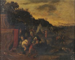 ARTISTA DEL XVII SECOLO - Accampamento con soldati