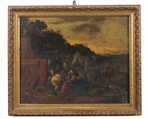 ARTISTA DEL XVII SECOLO : Accampamento con soldati  - Asta Asta 395 | ARTE ANTICA E DEL XIX SECOLO Online - Associazione Nazionale - Case d'Asta italiane