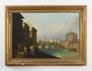 ARTISTA DEL XVII SECOLO : Veduta romana con personaggi  - Asta Asta 395 | ARTE ANTICA E DEL XIX SECOLO Online - Associazione Nazionale - Case d'Asta italiane