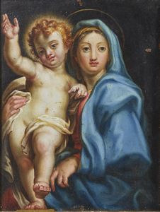 ARTISTA ROMANO DEL XVII SECOLO - Madonna con Bambino