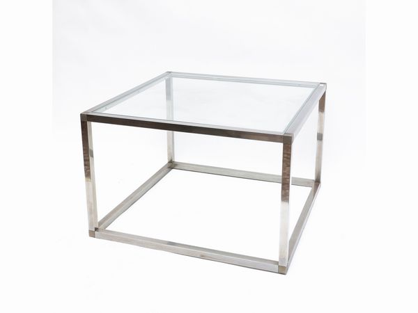 Tavolino da caff� in vetro e alluminio cromato  - Asta L'Arte di Arredare - Associazione Nazionale - Case d'Asta italiane