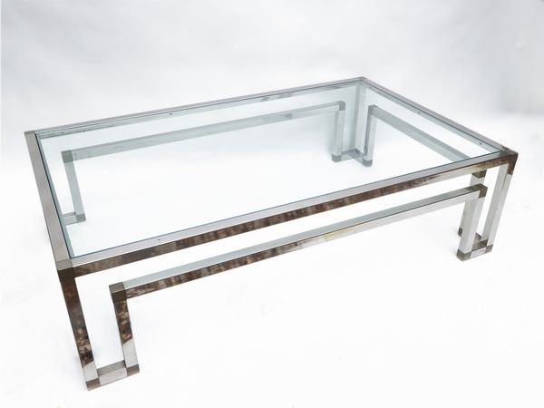 Tavolino da caff� in vetro e alluminio cromato  - Asta L'Arte di Arredare - Associazione Nazionale - Case d'Asta italiane