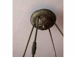 Grande lampadario Art Dec� a sospensione in metallo e vetro acidato  - Asta L'Arte di Arredare - Associazione Nazionale - Case d'Asta italiane