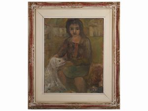 Adolfo Pistelli : Scorcio di citt� e Personaggi  - Asta L'Arte di Arredare - Associazione Nazionale - Case d'Asta italiane