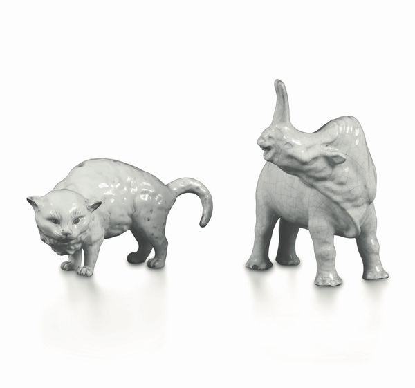 Gatto e animale fantastico. Giappone, tardo periodo Edo (1603 –1868), inizio periodo Meiji (1868 –1911) XIX secolo  - Asta Antiquariato febbraio - Associazione Nazionale - Case d'Asta italiane