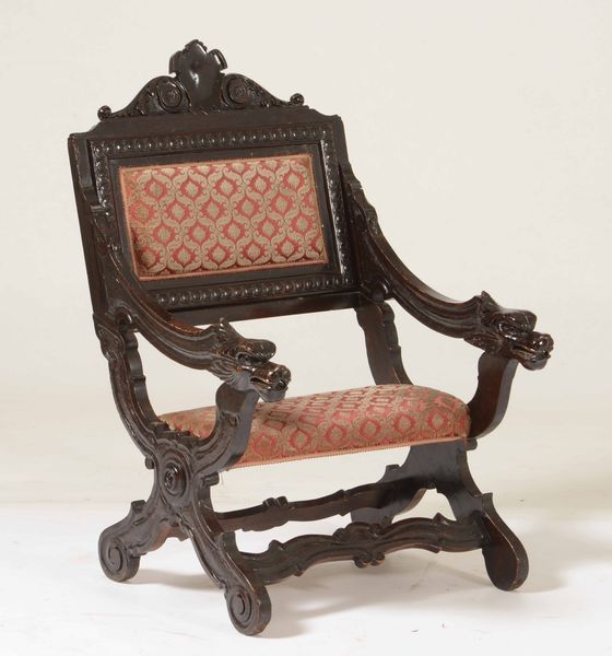 Poltrona in legno intagliato e scurito. Italia meridionale, XIX-XX secolo  - Asta Antiquariato febbraio - Associazione Nazionale - Case d'Asta italiane