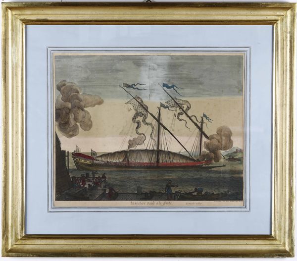 Coppia incisioni a soggetto navale. Francia XIX secolo  - Asta Antiquariato febbraio - Associazione Nazionale - Case d'Asta italiane