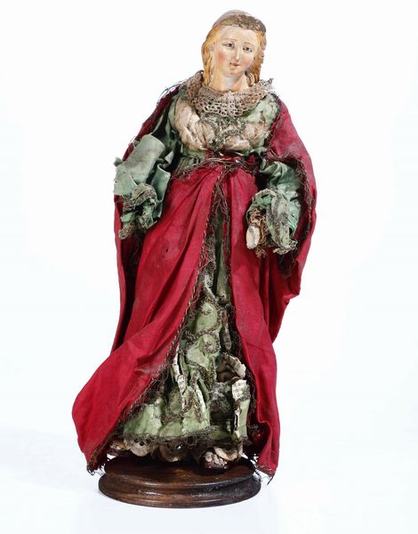 Madonna con veste rossa. Napoli XIX secolo  - Asta Antiquariato febbraio - Associazione Nazionale - Case d'Asta italiane