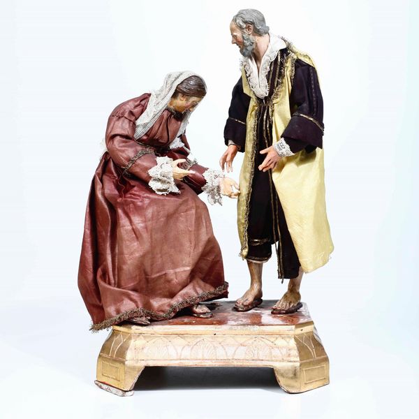 Gruppo da presepe Madonna e San Giuseppe. Napoli XIX secolo  - Asta Antiquariato febbraio - Associazione Nazionale - Case d'Asta italiane
