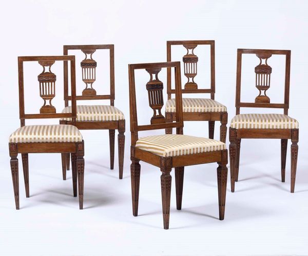 Cinque sedie Luigi XVI, fine XVIII secolo  - Asta Antiquariato febbraio - Associazione Nazionale - Case d'Asta italiane