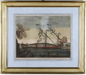 Coppia incisioni a soggetto navale. Francia XIX secolo  - Asta Antiquariato febbraio - Associazione Nazionale - Case d'Asta italiane