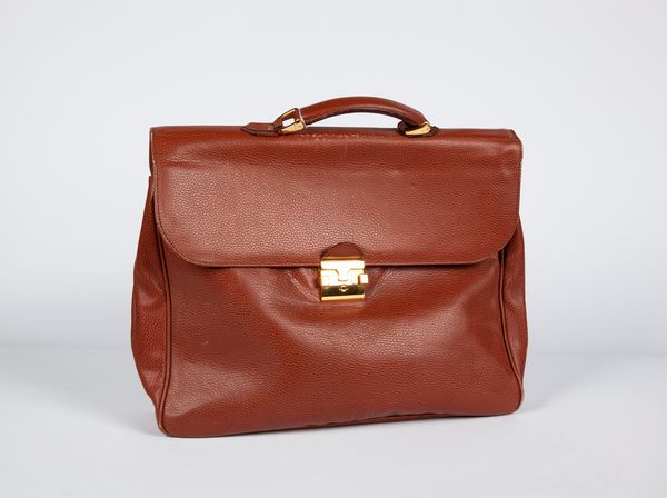 Pineider - Borsa uomo in pelle marrone  - Asta  Asta a Tempo - Penne da Collezione e Accessori da Scrivania - Associazione Nazionale - Case d'Asta italiane