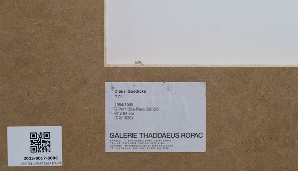 GOEDICKE CLAUS  (n. 1966) : II 77.  - Asta Asta 396 | ARTE MODERNA E CONTEMPORANEA Online - Associazione Nazionale - Case d'Asta italiane