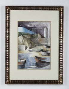 SCUFFI MARCELLO (n. 1948) : Marina di darsena.  - Asta Asta 396 | ARTE MODERNA E CONTEMPORANEA Online - Associazione Nazionale - Case d'Asta italiane