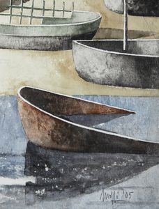 SCUFFI MARCELLO (n. 1948) : Marina di darsena.  - Asta Asta 396 | ARTE MODERNA E CONTEMPORANEA Online - Associazione Nazionale - Case d'Asta italiane