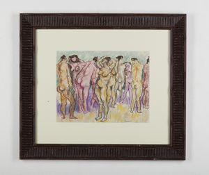 PIRANDELLO FAUSTO (1899 - 1975) : Dieci bagnanti.  - Asta Asta 396 | ARTE MODERNA E CONTEMPORANEA Online - Associazione Nazionale - Case d'Asta italiane