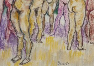 PIRANDELLO FAUSTO (1899 - 1975) : Dieci bagnanti.  - Asta Asta 396 | ARTE MODERNA E CONTEMPORANEA Online - Associazione Nazionale - Case d'Asta italiane