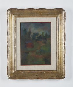 OMICCIOLI  GIOVANNI (1901 - 1975) : Paesaggio con casa rossa.  - Asta Asta 396 | ARTE MODERNA E CONTEMPORANEA Online - Associazione Nazionale - Case d'Asta italiane