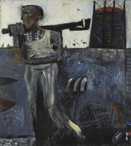 FERRONI GIANFRANCO (1927 - 2001) - Uomo e gasometro.