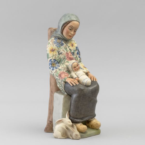 Helen Konig Scavini : Lenci, Torino, 1940 ca Maternit con coniglietti  - Asta Vetri e Ceramiche del '900 - Associazione Nazionale - Case d'Asta italiane