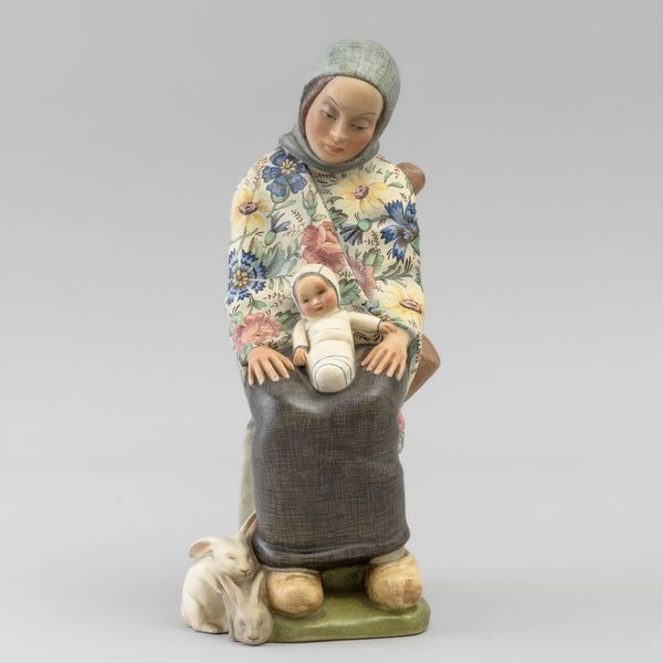 Helen Konig Scavini : Lenci, Torino, 1940 ca Maternit con coniglietti  - Asta Vetri e Ceramiche del '900 - Associazione Nazionale - Case d'Asta italiane