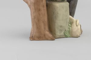 Helen Konig Scavini : Lenci, Torino, 1940 ca Maternit con coniglietti  - Asta Vetri e Ceramiche del '900 - Associazione Nazionale - Case d'Asta italiane