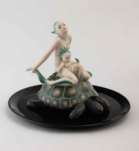Helen König Scavini : Lenci, Torino, 1940 ca Mamma Sirena  - Asta Vetri e Ceramiche del '900 - Associazione Nazionale - Case d'Asta italiane